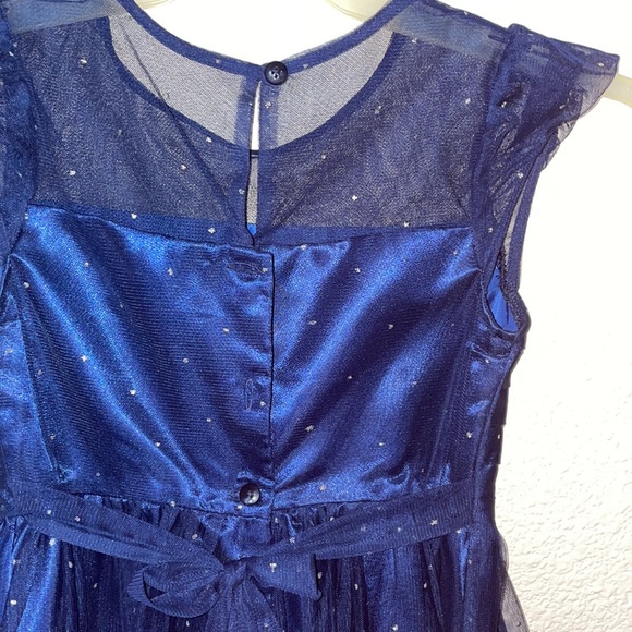 Brand New WithOut Tag girls size 8 sleeveless floral shiny painted net dress - Picture 6 of 8